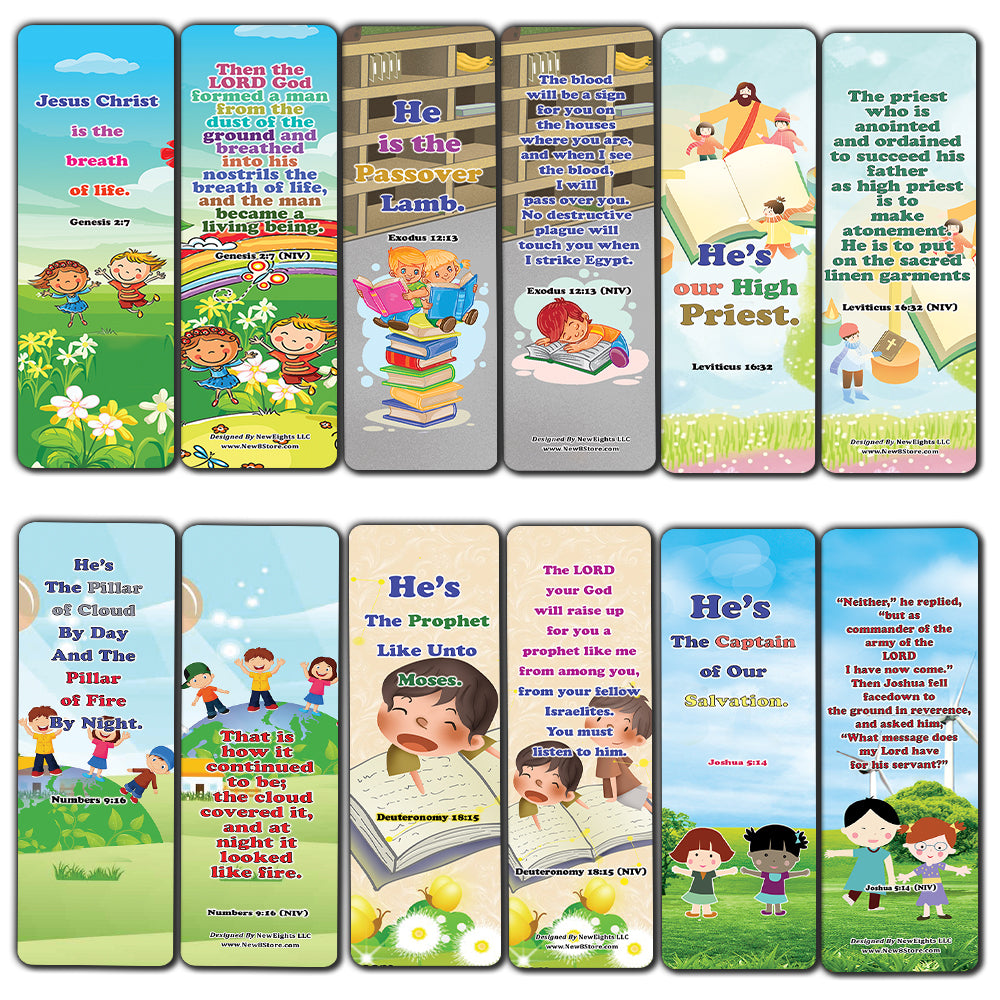 NewEights Jesus Throughout the Bible Bookmarks Series 1 (30-Pack) - Stocking Stuffers Adoration Devotional Bible Study - Church Ministry Supplies Classroom Teacher Incentive Gifts Giveaways