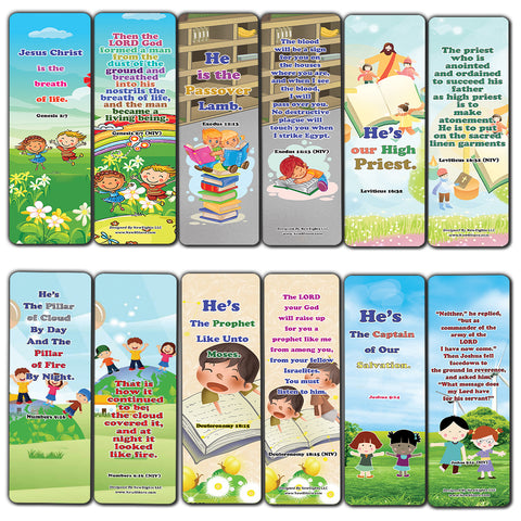 NewEights Jesus Throughout the Bible Bookmarks Series 1 (60-Pack) - Reverence Bible Texts VBS Sunday School Easter Baptism Thanksgiving Christmas Rewards Encouragement Motivational Gift