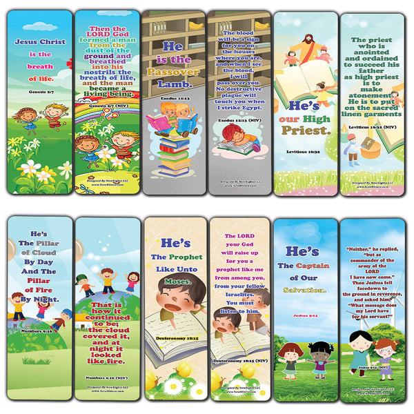 NewEights Jesus Throughout the Bible Bookmarks Series 1 (30-Pack) - Stocking Stuffers Adoration Devotional Bible Study - Church Ministry Supplies Classroom Teacher Incentive Gifts Giveaways