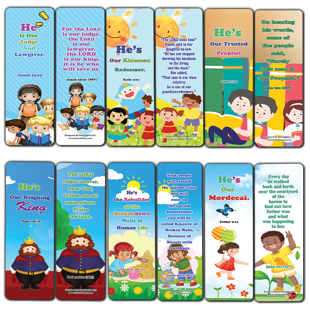 NewEights Jesus Throughout the Bible Bookmarks Series 2 (30-Pack) - Stocking Stuffers Adoration Devotional Bible Study - Christian Ministry Supplies Classroom Teacher Incentive Gifts Giveaways