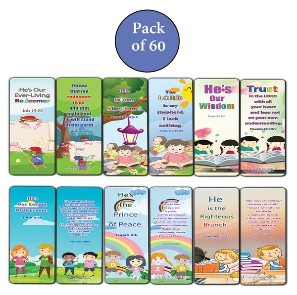 NewEights Jesus Throughout the Bible Bookmarks Series 3 (60-Pack) - VBS Sunday School Easter Baptism Thanksgiving Christmas Rewards Encouragement Cards Scriptures