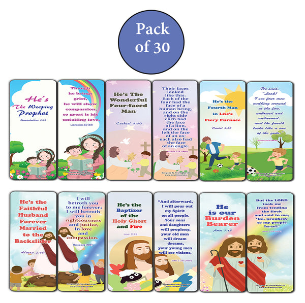NewEights Jesus Throughout the Bible Bookmarks Series 4 (30-Pack) - Church Ministry Supplies Classroom Teacher Incentive Gifts Giveaways - Stocking Stuffers Devotional Bible Study