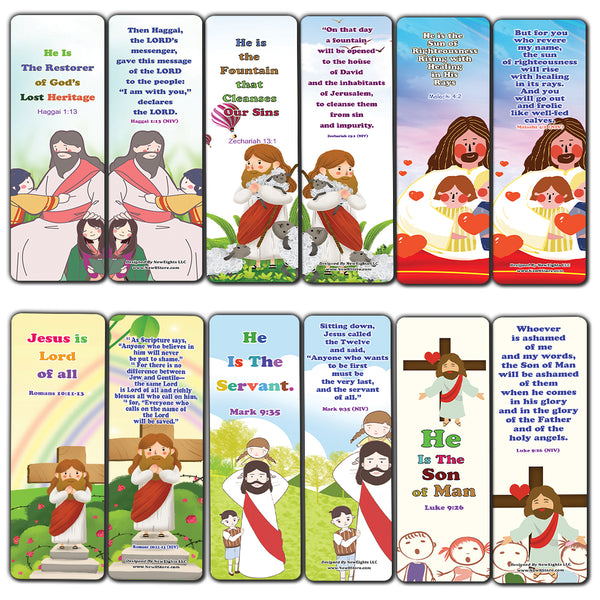 NewEights Jesus Throughout the Bible Bookmarks Series 6 (60-Pack) - Reverence Bible Texts VBS Sunday School Easter Baptism Thanksgiving Christmas Rewards Encouragement Motivational Gift