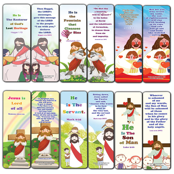 NewEights Jesus Throughout the Bible Bookmarks Series 6 (30-Pack) - Stocking Stuffers Adoration Devotional Bible Study - Church Ministry Supplies Classroom Teacher Incentive Gifts Giveaways