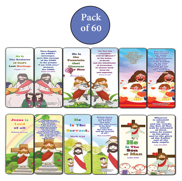 NewEights Jesus Throughout the Bible Bookmarks Series 6 (60-Pack) - Reverence Bible Texts VBS Sunday School Easter Baptism Thanksgiving Christmas Rewards Encouragement Motivational Gift