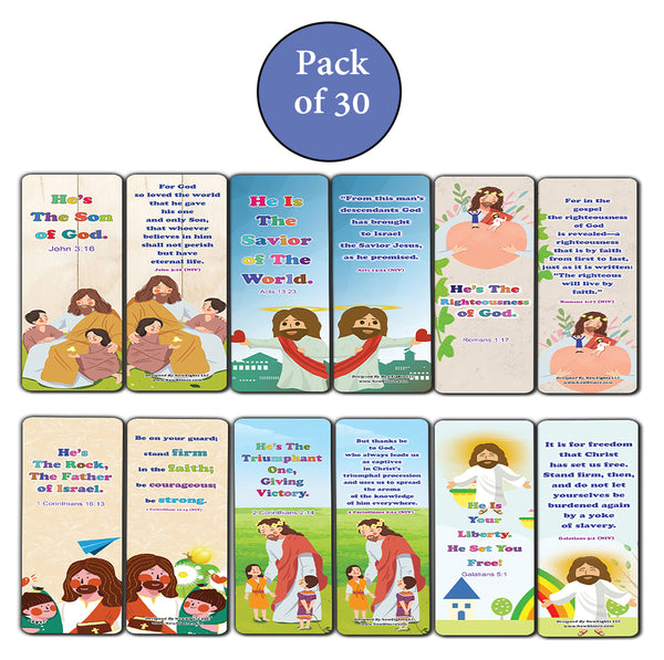NewEights Jesus Throughout the Bible Bookmarks Series 7 (30-Pack) - VBS Sunday School Easter Baptism Thanksgiving Christmas Rewards Encouragement Motivational Gift