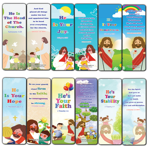NewEights Jesus Throughout the Bible Bookmarks Series 8 (60-Pack) - VBS Sunday School Easter Baptism Thanksgiving Christmas Rewards Encouragement Gift Motivational Cards Scriptures