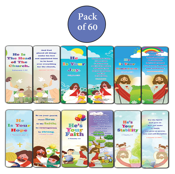 NewEights Jesus Throughout the Bible Bookmarks Series 8 (60-Pack) - VBS Sunday School Easter Baptism Thanksgiving Christmas Rewards Encouragement Gift Motivational Cards Scriptures