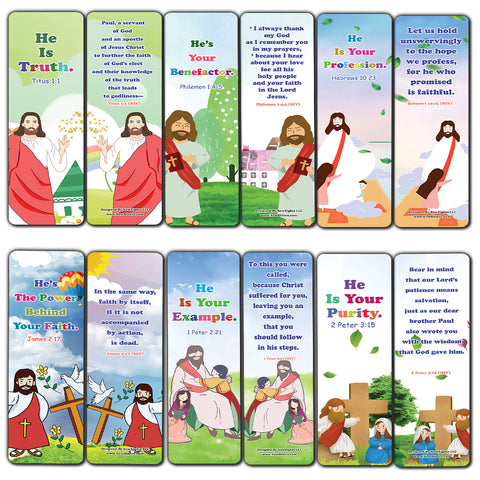 NewEights Jesus Throughout the Bible Bookmarks Series 9 (60-Pack) - VBS Sunday School Easter Baptism Thanksgiving Christmas Rewards Encouragement Gift