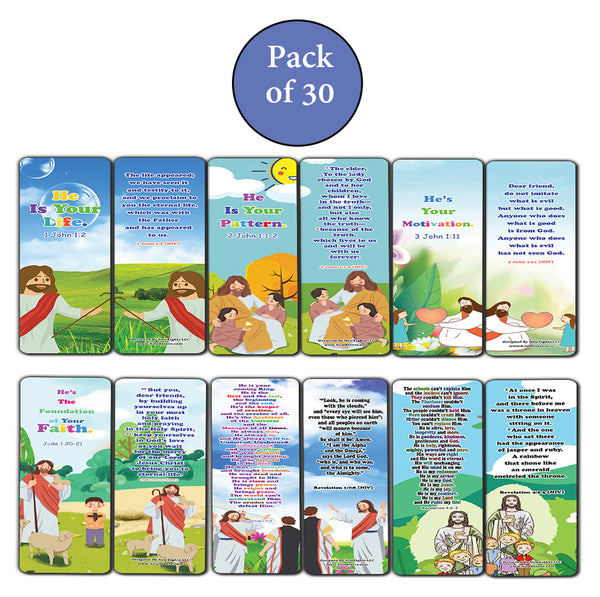 NewEights Jesus Throughout the Bible Bookmarks Series 10 (30-Pack) - Reverence Bible Texts VBS Sunday School Easter Baptism Thanksgiving Christmas Rewards Encouragement Motivational Gift