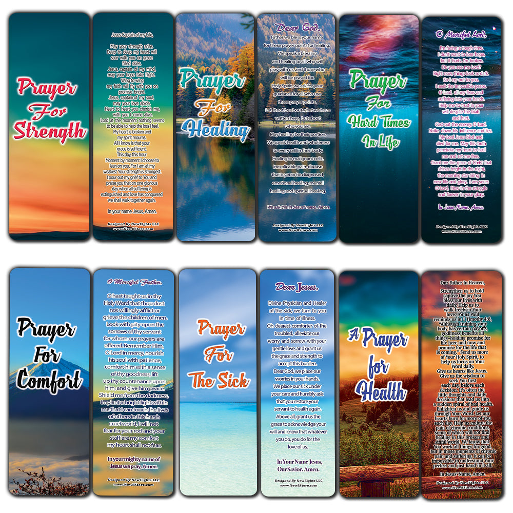 NewEights Prayers for Healing During Difficult Time Bookmarks (60-Pack) - Reverence Prayer Sunday School Easter Baptism Thanksgiving Christmas Rewards Encouragement Motivational Gift