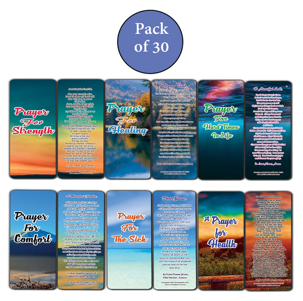 NewEights Prayers for Healing During Difficult Time Bookmarks (30-Pack) - Stocking Stuffers Adoration Devotional Bible Study - Church Ministry Supplies Incentive Gifts Giveaways
