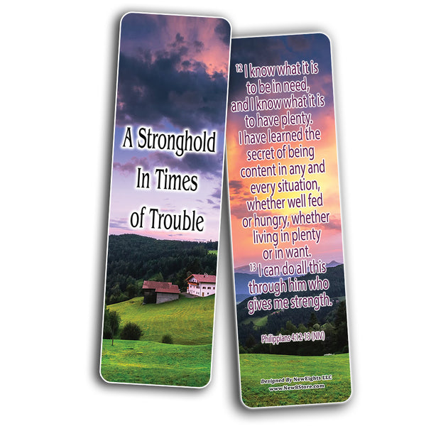 Having Strength During Hard Times Bible Bookmarks (60-Pack) - Church Ministry Supplies Incentive Gifts Giveaways - Stocking Stuffers Devotional Bible Study