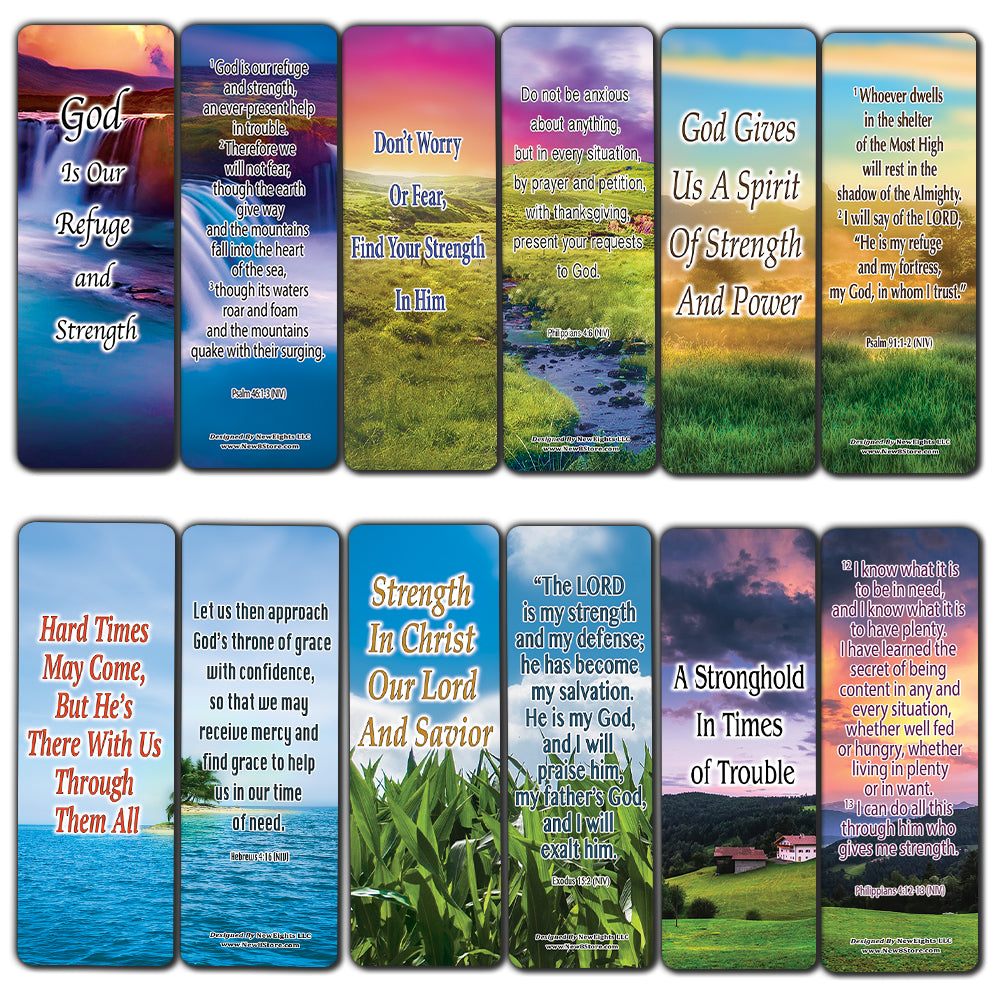 Having Strength During Hard Times Bible Bookmarks (60-Pack) - Church Ministry Supplies Incentive Gifts Giveaways - Stocking Stuffers Devotional Bible Study