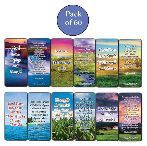 Having Strength During Hard Times Bible Bookmarks (60-Pack) - Church Ministry Supplies Incentive Gifts Giveaways - Stocking Stuffers Devotional Bible Study