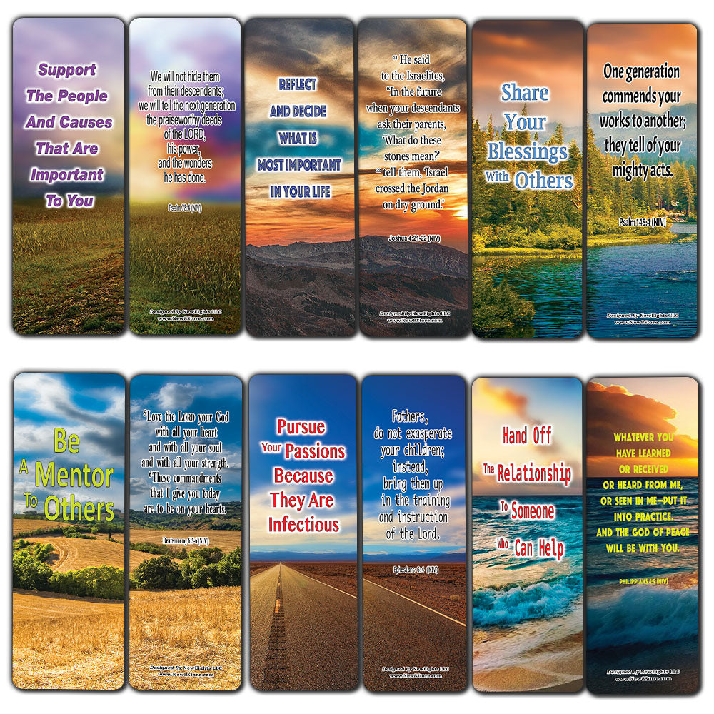 NewEights 6 Ways to Leave a Great Legacy Bible Bookmarks (60-Pack) - Church Memory Verse Sunday School Rewards Scriptures - Christian Stocking Stuffers Birthday Party Favors Assorted Bulk Pack