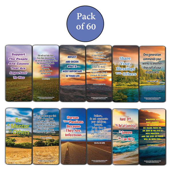 NewEights 6 Ways to Leave a Great Legacy Bible Bookmarks (60-Pack) - Church Memory Verse Sunday School Rewards Scriptures - Christian Stocking Stuffers Birthday Party Favors Assorted Bulk Pack