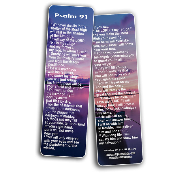 NewEights Psalm 91 Bookmarks NIV (60-Pack) - Sunday School Easter Baptism Thanksgiving Christmas Rewards Encouragement Gift Motivational Cards Scriptures