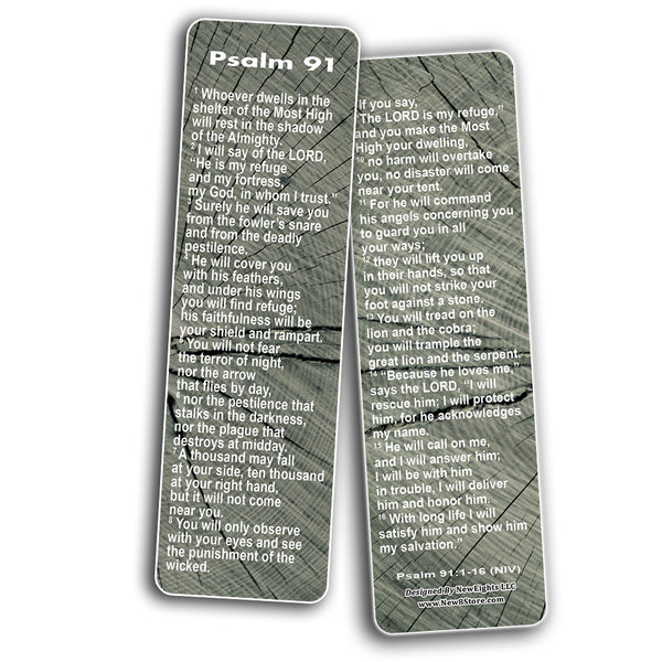 NewEights Psalm 91 Bookmarks NIV (60-Pack) - Sunday School Easter Baptism Thanksgiving Christmas Rewards Encouragement Gift Motivational Cards Scriptures