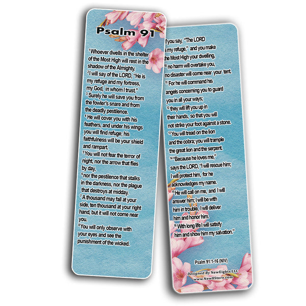 Psalm 91 Bookmarks Cards NIV for Women (60-Pack) - Sunday School Easter Baptism Thanksgiving - Christmas Rewards Encouragement Motivational Gift