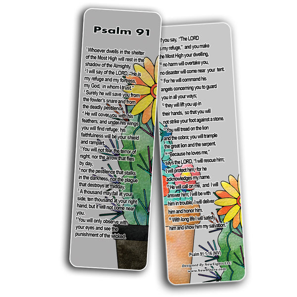Psalm 91 Bookmarks Cards NIV for Women (60-Pack) - Sunday School Easter Baptism Thanksgiving - Christmas Rewards Encouragement Motivational Gift
