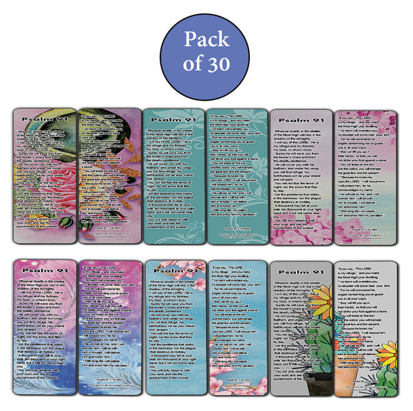 Psalm 91 Bookmarks Cards NIV for Women (30-Pack) - Stocking Stuffers Devotional Bible Study - Church Ministry Supplies Teacher Classroom Incentive Gifts
