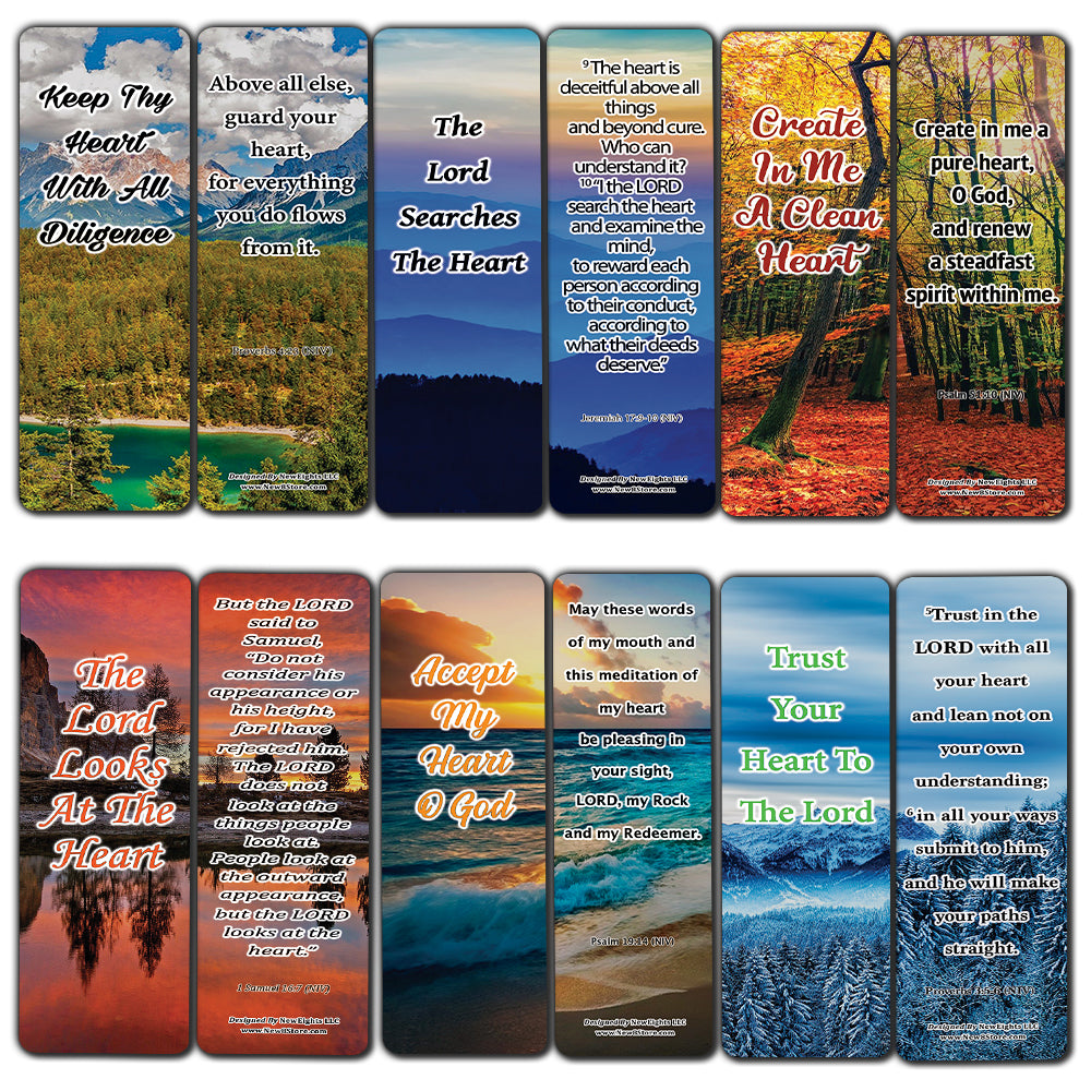 The Heart That Wins Bible Bookmarks (60-Pack) - VBS Sunday School Easter Baptism - Thanksgiving Christian Rewards Encouragement Motivational Gift