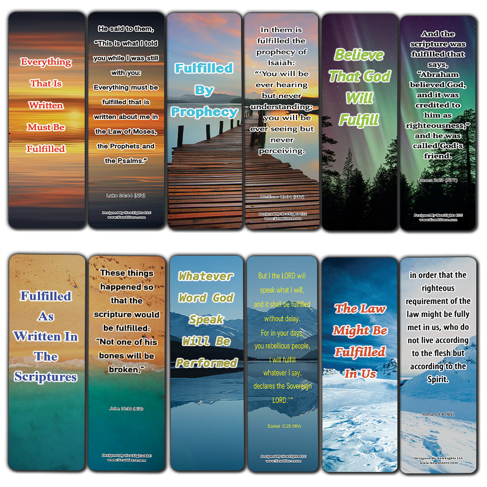 NewEights Living A Fulfilled Life Bible Bookmarks (30-Pack) - Stocking Stuffers Encouragement Tool - Bible Study Church Supplies Teacher Classroom Incentive Gifts