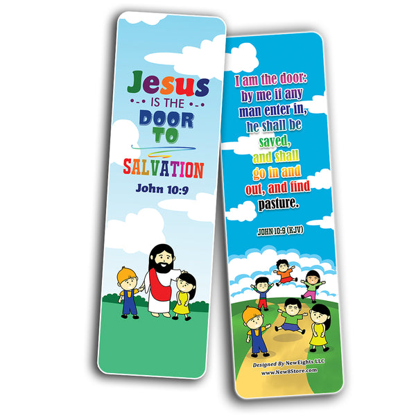 Jesus is the Way KJV Bookmarks Cards for Kids (60-Pack) - Church Memory Verse Sunday School Rewards - Christian Stocking Stuffers Birthday Party Favors Assorted Bulk Pack