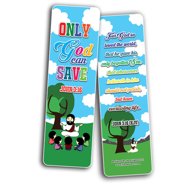 Jesus is the Way KJV Bookmarks Cards for Kids (60-Pack) - Church Memory Verse Sunday School Rewards - Christian Stocking Stuffers Birthday Party Favors Assorted Bulk Pack