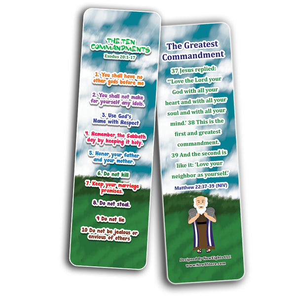 10 Commandments Bookmarks Cards (12-Pack)