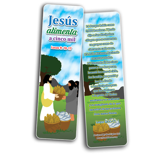 Spanish Miracles of Jesus Bible Bookmarks Cards