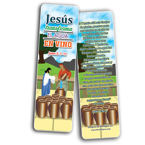 Spanish Miracles of Jesus Bible Bookmarks Cards