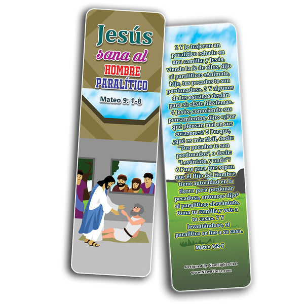 Spanish Miracles of Jesus Bible Bookmarks Cards