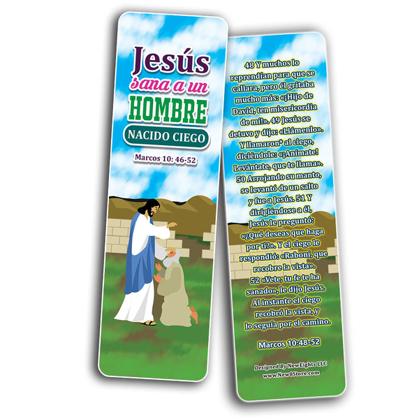 Spanish Miracles of Jesus Bible Bookmarks Cards