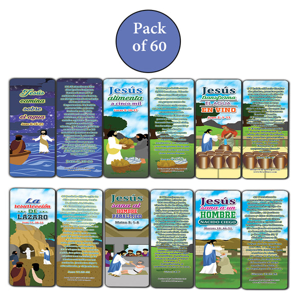 Spanish Miracles of Jesus Bible Bookmarks Cards