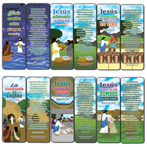Spanish Miracles of Jesus Bible Bookmarks Cards