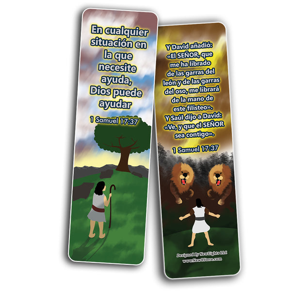 Spanish David and Goliath Religious Bible Bookmarks Cards