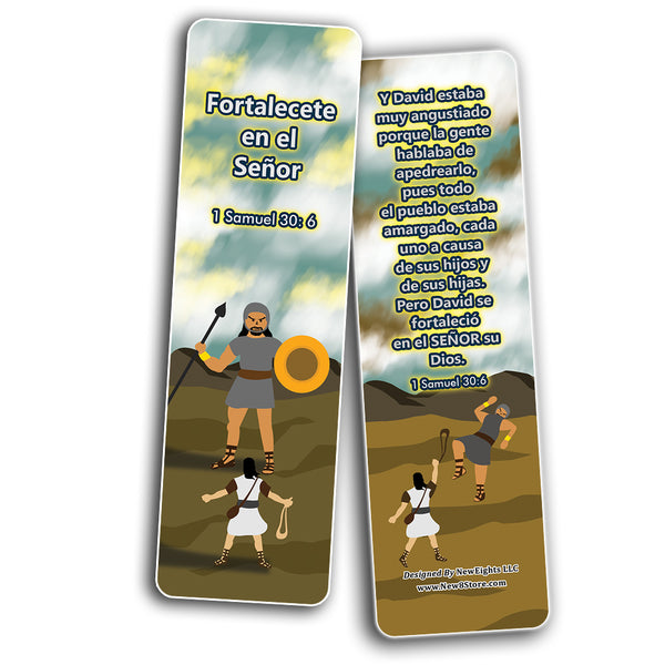 Spanish David and Goliath Religious Bible Bookmarks Cards