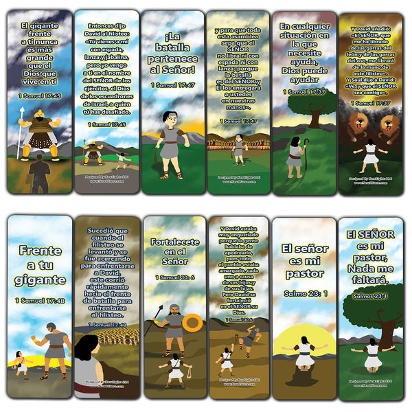 Spanish David and Goliath Religious Bible Bookmarks Cards