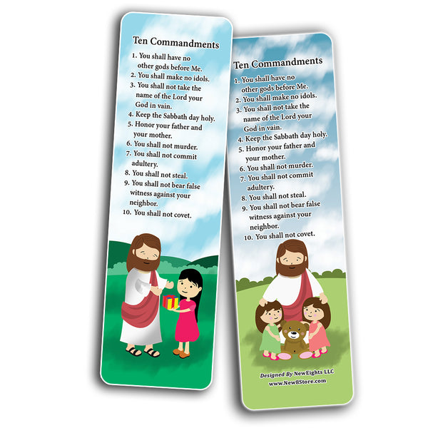 Ten Commandments Bookmarks Cards (30-Pack) - Stocking Stuffers for Boys Girls - Children Ministry Bible Study Church Supplies Teacher Classroom Incentives Gift