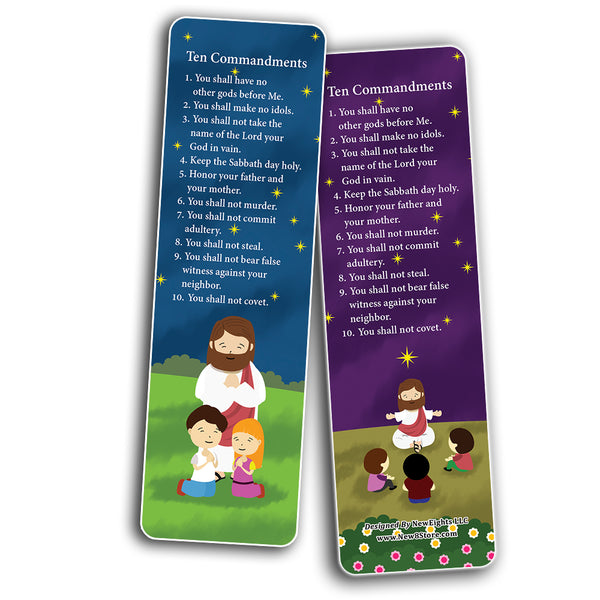 Ten Commandments Bookmarks Cards (60-Pack) - Church Memory Verse Sunday School Rewards - Christian Stocking Stuffers Birthday Party Favors Assorted Bulk Pack