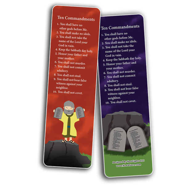Ten Commandments Bookmarks Cards (30-Pack) - Stocking Stuffers for Boys Girls - Children Ministry Bible Study Church Supplies Teacher Classroom Incentives Gift