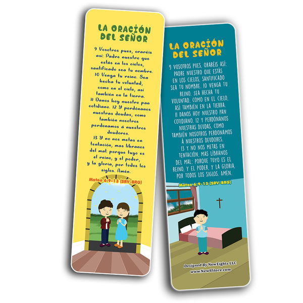 Spanish The Lord's Prayer Bible Bookmarks for Kids (60-Pack) - Church Memory Verse Sunday School Rewards - Christian Stocking Stuffers Birthday Party Favors Assorted Bulk Pack
