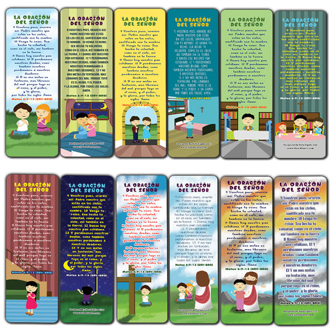 Spanish The Lord's Prayer Bible Bookmarks for Kids (30-Pack) - Stocking Stuffers for Boys Girls - Children Ministry Bible Study Church Supplies Teacher Classroom Incentives Gift