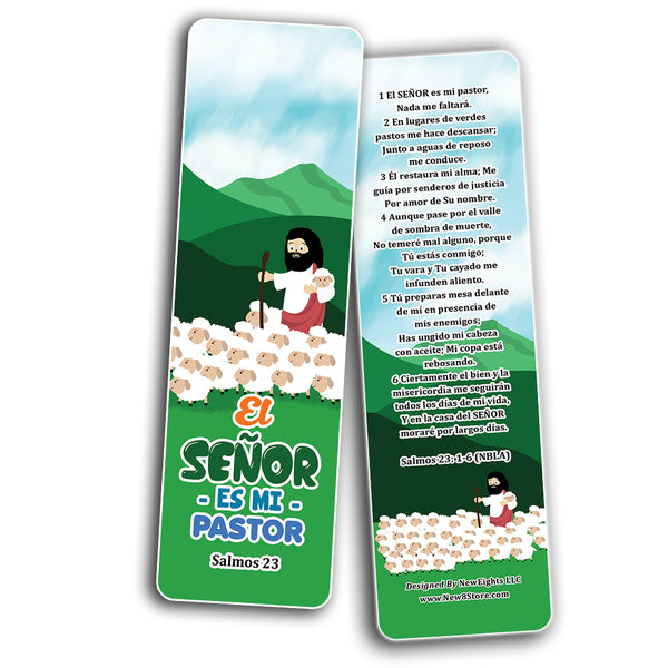 Spanish Psalm 23 The Lord is My Shepherd Bookmarks (60-Pack) - Church Memory Verse Sunday School Rewards - Christian Stocking Stuffers Birthday Party Favors Assorted Bulk Pack