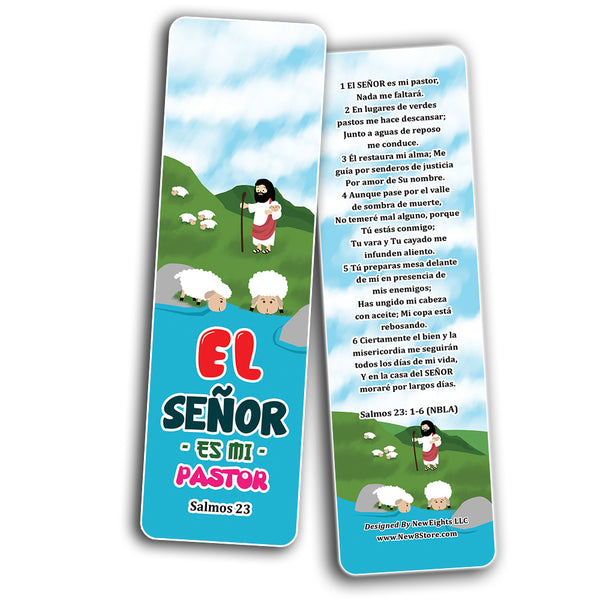 Spanish Psalm 23 The Lord is My Shepherd Bookmarks (60-Pack) - Church Memory Verse Sunday School Rewards - Christian Stocking Stuffers Birthday Party Favors Assorted Bulk Pack