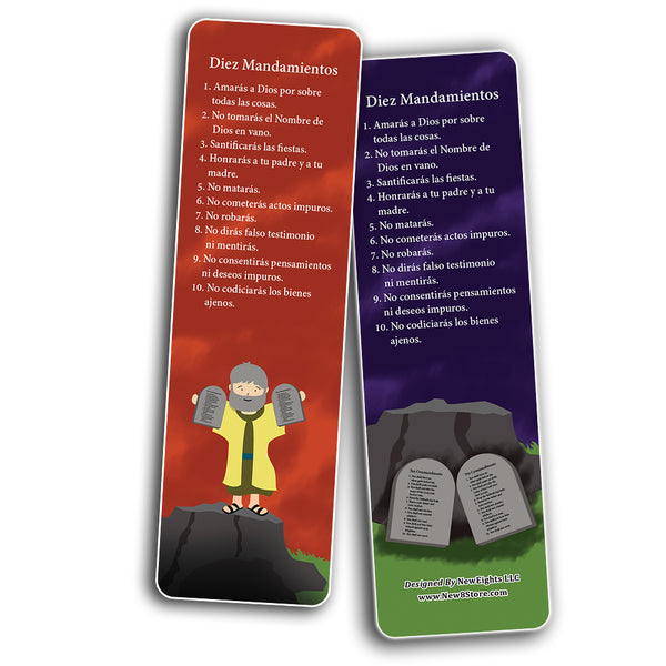 Spanish Ten Commandments Bookmarks Cards (12-Pack)