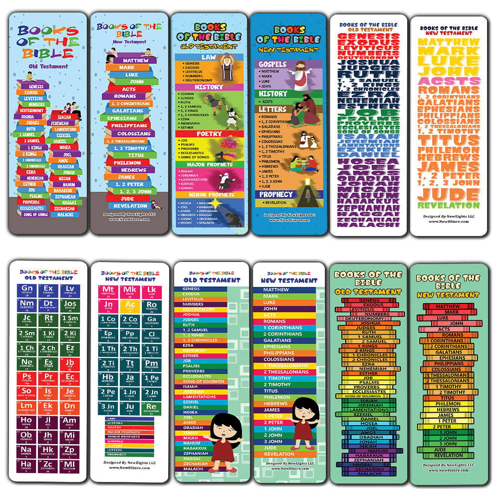 Books of The Bible Bookmarks for Kids (12-Pack)