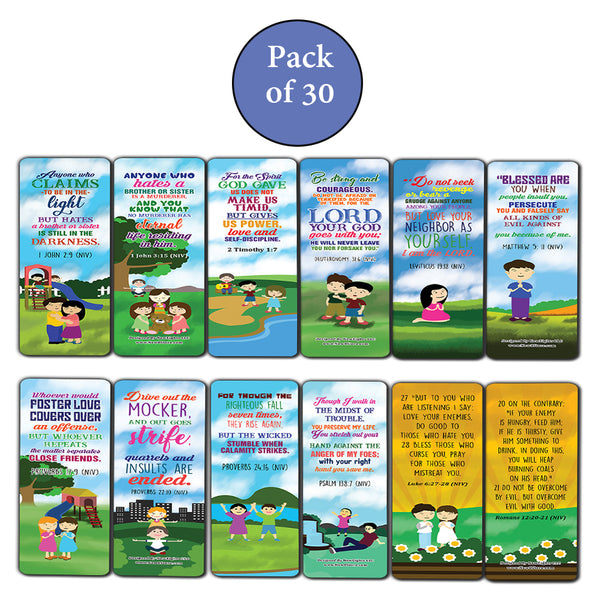 Christian Bible Teaching About Bulliying Bookmarks (30-Pack) - Stocking Stuffers for Boys Girls - Children Ministry Bible Study Church Supplies Teacher Classroom Incentives Gift